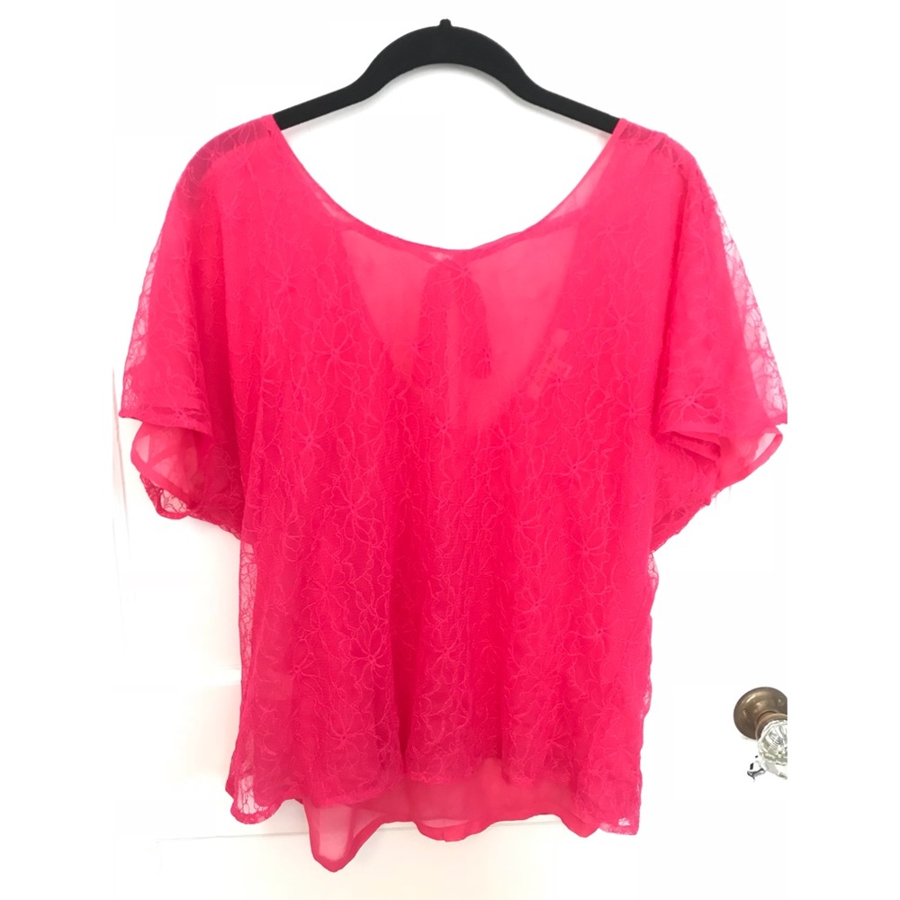 Black Rainn Lace and Sheer Short-sleeved Blouse